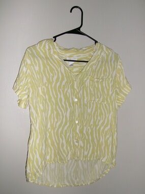 Lime Zebra Print Button-Up